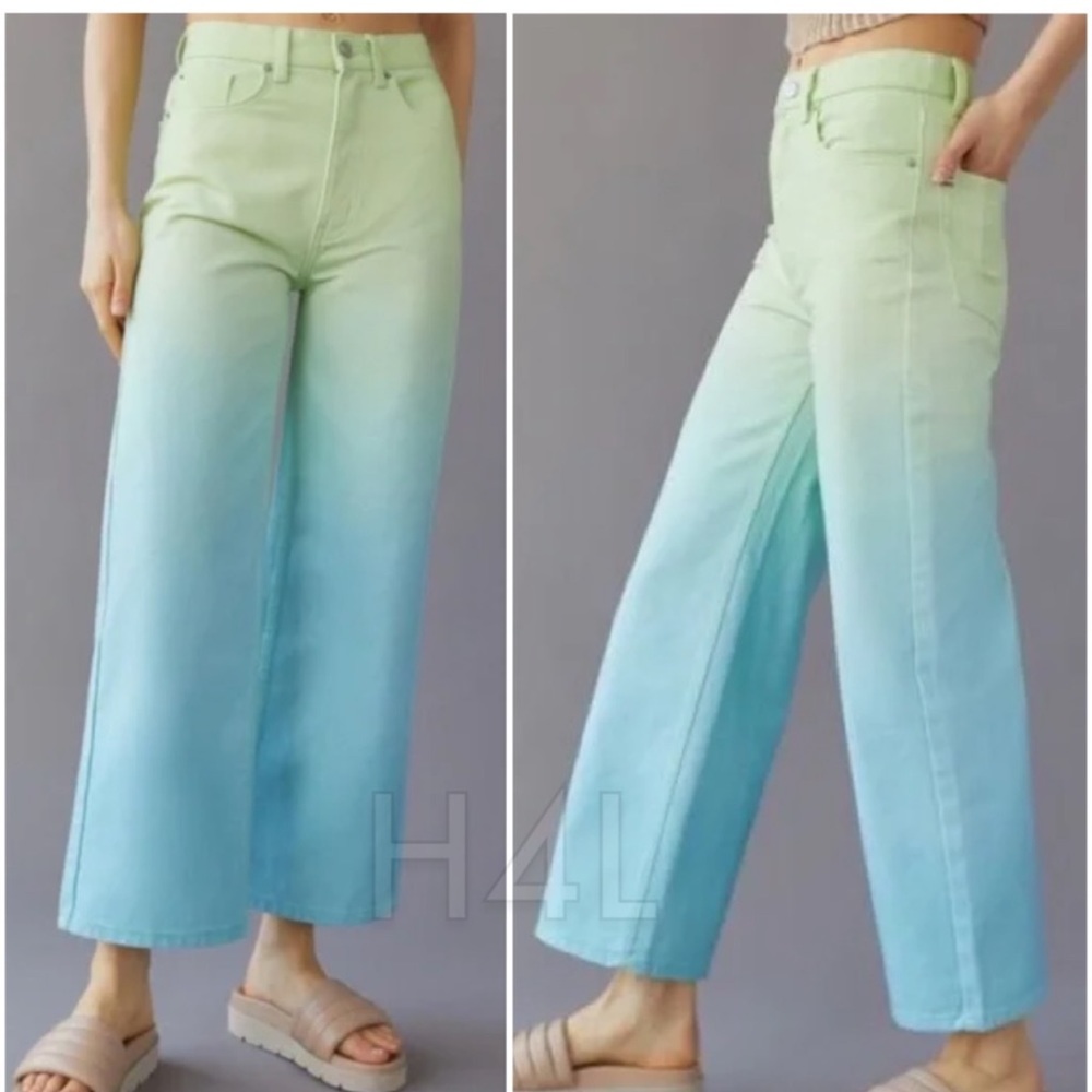 NWT UO Pastel High Rise Ombre Dip-Dye Tie Dye Wide Leg Jeans